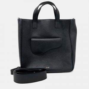 Pre Owned Dior Black Leather Saddle Tote and Shoulder Bag