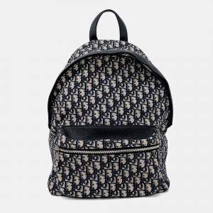 Pre Owned Dior Navy Blue Fabric Oblique Backpack