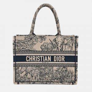 Pre Owned Dior Beige Black Canvas Book Tote Bag