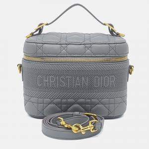 Pre Owned Dior Grey Leather Travel Vanity Small
