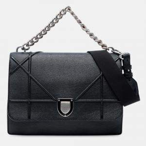 Pre Owned Dior Black Large Grained Calfskin Diorama Flap