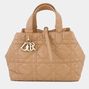 Pre Owned Dior Toujules Macrocannage Handbag Tan Calf Leather Size Medium