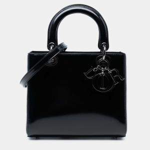 مملوكة مسبقًا Dior Black Medium Patent Lady Dior