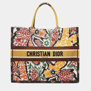 مملوكة مسبقًا Dior Yellow Large Embroidered Canvas Paisley Book Tote