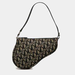 مملوكة مسبقًا Dior Black Mini Diorissimo Canvas Saddle Pochette