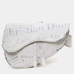 مملوكة مسبقًا Christian Dior x Daniel Arsham 2019 White/Grey Newspaper Printed Saddle Bag