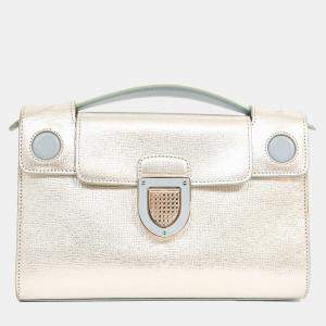مملوكة مسبقًا Christian Dior Silver/Light Blue Leather 'Diorever' Pochette Top Handle with Strap