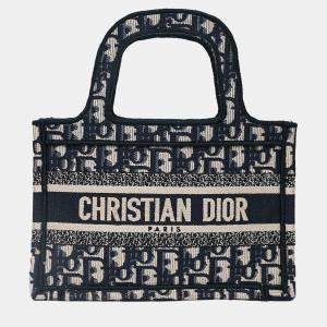 Pre Owned Christian Dior 2019 Navy Oblique Mini Book Tote