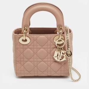 مملوكة مسبقًا Dior Lady Dior Mini Beige Cannage Leather Tote