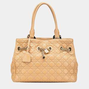 مملوكة مسبقًا Christian Dior Dior Cannage Lady Handbag Tote Bag In Brown And Beige Lambskin