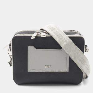 مملوكة مسبقًا Christian Dior Dior Leather Shoulder Bag Navy/Gray
