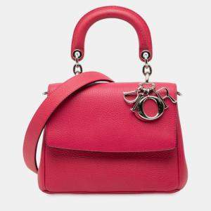Pre Owned Dior Pink Mini Leather Be Dior Flap