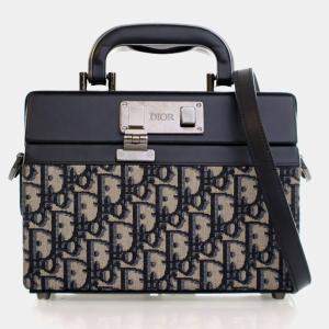 مملوكة مسبقًا Dior Mini Beige/Navy Blue Oblique Lock Box