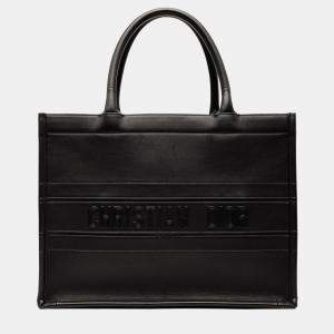 Pre Owned Dior Black Medium Embossed Leather Book Tote