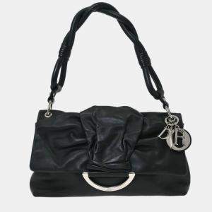Pre Owned Christian Dior Black Lambskin Demi Lune Handbag