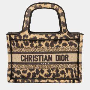 مملوكة مسبقًا Dior Brown Mizza Mini Embroidered Canvas Leopard Book Tote