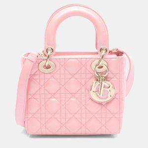 مملوكة مسبقًا Christian Dior Dior Lady Small Cannage Handbag Leather Pink