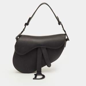 Pre Owned Dior Saddle Mini Ultra-Matte Black Leather Bag