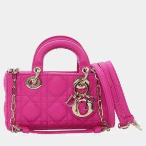 مملوكة مسبقًا Dior Pink Micro Lambskin Cannage Lady D Joy