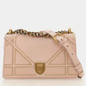 مملوكة مسبقًا Dior Small Smooth Beige Calfskin Studded Diorama Flap Bag