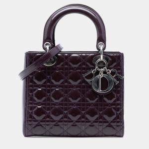 مملوكة مسبقًا Dior Purple Medium Patent Cannage Lady Dior