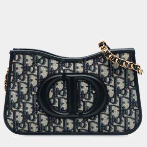 Pre Owned Dior Blue Mini Oblique Canvas CD Signature Hobo