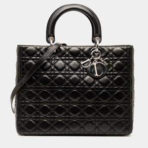 مملوكة مسبقًا Dior Black Large Lambskin Cannage Lady Dior