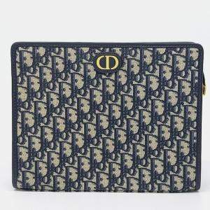 مملوكة مسبقًا Dior Blue Canvas Oblique 30 Montaigne Pouch