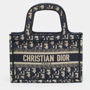 مملوكة مسبقًا Dior Book Mini Navy Blue Oblique Canvas Tote