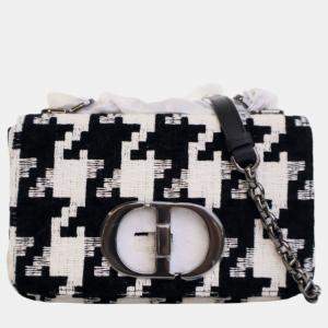 مملوكة مسبقًا Dior Black Small Technical Canvas Macro Houndstooth Caro Bag