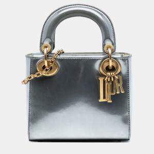 Pre Owned حقيبة ديور ليدي ديور ميتاليك صغيرة فضية ميني باتنت