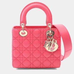 مملوكة مسبقًا Christian Dior Dior Lady Small Cannage Handbag Leather Pink