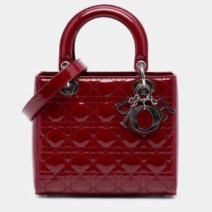 مملوكة مسبقًا Dior Red Medium Patent Cannage Lady Dior
