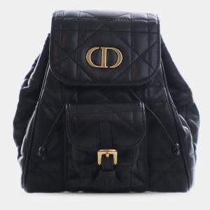 مملوكة مسبقًا Dior Black Small Lambskin Macrocannage Caro Backpack