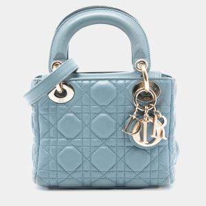 مملوكة مسبقًا Dior Blue Mini Lambskin Cannage Lady Dior