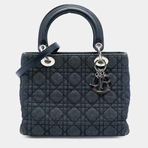 مملوكة مسبقًا Dior Blue Medium Denim Cannage Lady Dior