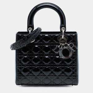 مملوكة مسبقًا Dior Black Medium Patent Cannage Lady Dior