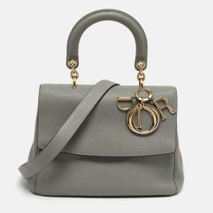 Pre Owned Dior Small Be Dior Light Grey Leather Top Handle Bag