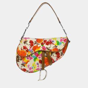 Pre Owned Christian Dior Multicolor Floral Saddle Handbag