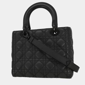 مملوكة مسبقًا Christian Dior Black Lambskin Lady Dior Cannage Handbag