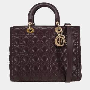 مملوكة مسبقًا Christian Dior Bordeaux Lambskin Lady Dior 2way Handbag