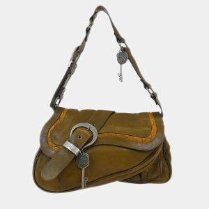 Pre Owned Christian Dior Brown Gaucho Shoulder Bag