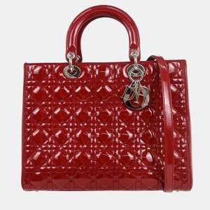 مملوكة مسبقًا Christian Dior Red Patent Leather Lady Dior 2Way Handbag
