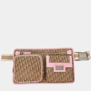 Pre Owned Christian Dior Beige Pink Trotter Street Chic Bum Bag