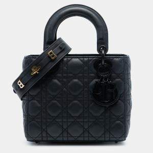 Pre Owned Dior Black Small Ultra Matte Calfskin Cannage My ABCDior Lady Dior