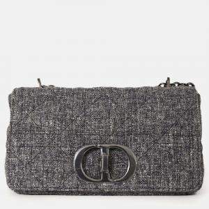 Pre Owned Christian Dior 2022 Grey Tweed Medium Caro Bag