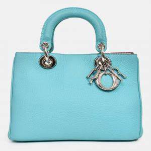 Pre Owned Christian Dior 2014 Teal Green Leather Diorissimo Top Handle with Strap