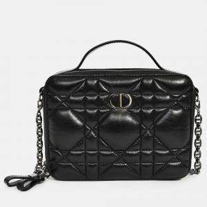 Pre Owned Christian Dior Black Puff Cannage Zip Around Chain 'Caro Box' Bag