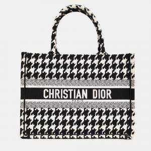 Pre Owned Christian Dior 2021 Black/White Houndstooth Medium Book Tote