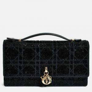 Pre Owned Christian Dior 2023 Black Bead Embellished My Dior Mini Bag with Chain